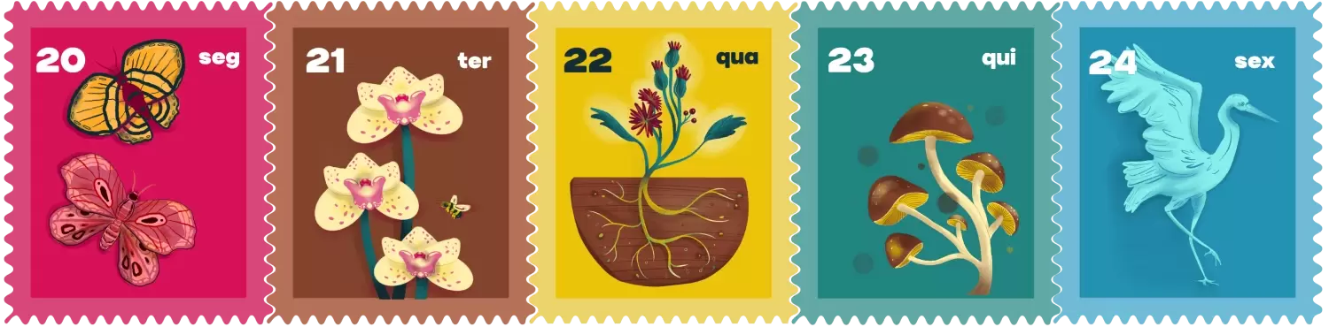 Ilustração de selos com os dias da semana